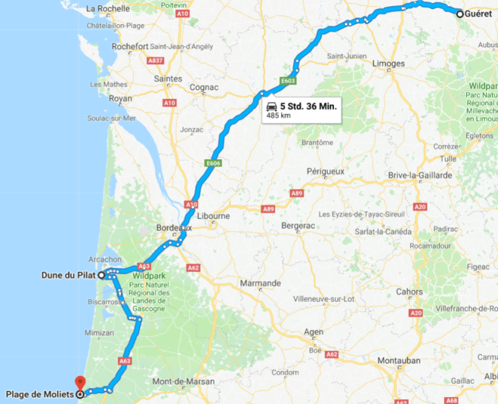 Zweite Etappe Guéret – Moliets&nbsp;Plage