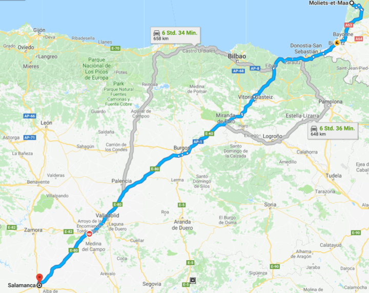 Dritte Etappe: Moliets Plage –&nbsp;Salamanca