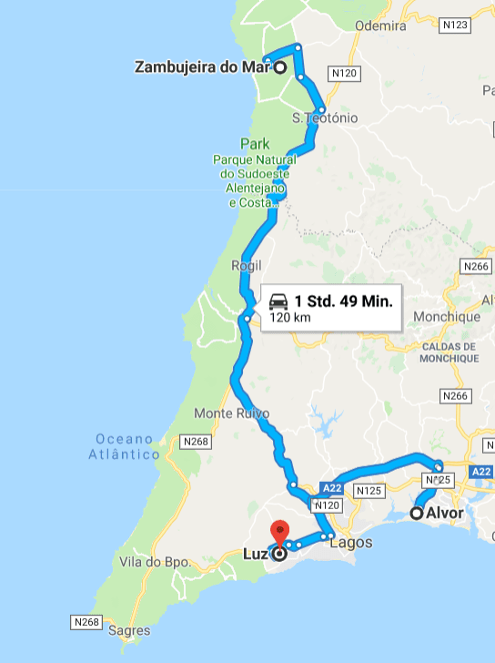 Siebte Etappe: Zambujeira –&nbsp;Algarve