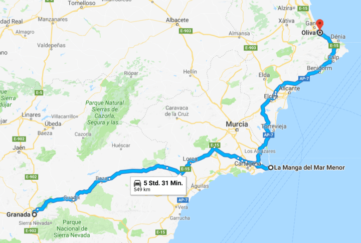 Etappe Neun: Granada –&nbsp;Mittelmeer